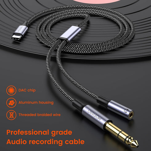 MOSWAG USB C to 6.35mm 1/4 inch TRS Cable, Type C to 1/4 Audio Adapter for Google Pixel, Galaxy Note, Speakers