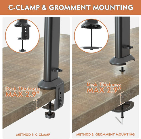 HEMUDU Single Desk Monitor Arm Mount Stand for 13 to 34 inch Flat Curved Computer Screen, Height Adjustable, Black