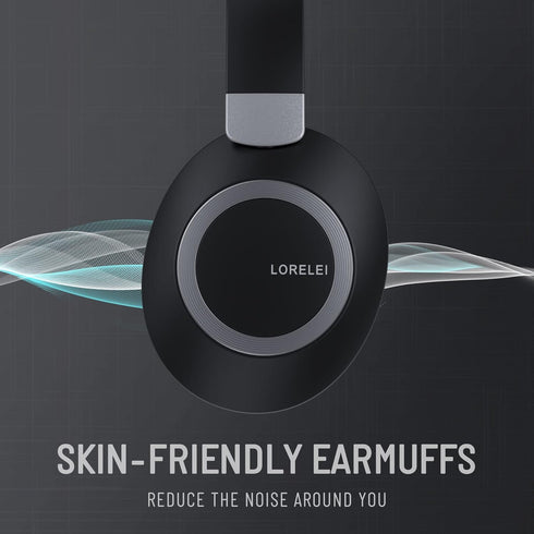 LORELEI B-C6 Wireless Over Ear Headphones, 50H Playtime, Foldable Lightweight Bluetooth Headsets, Deep Bass, Memory