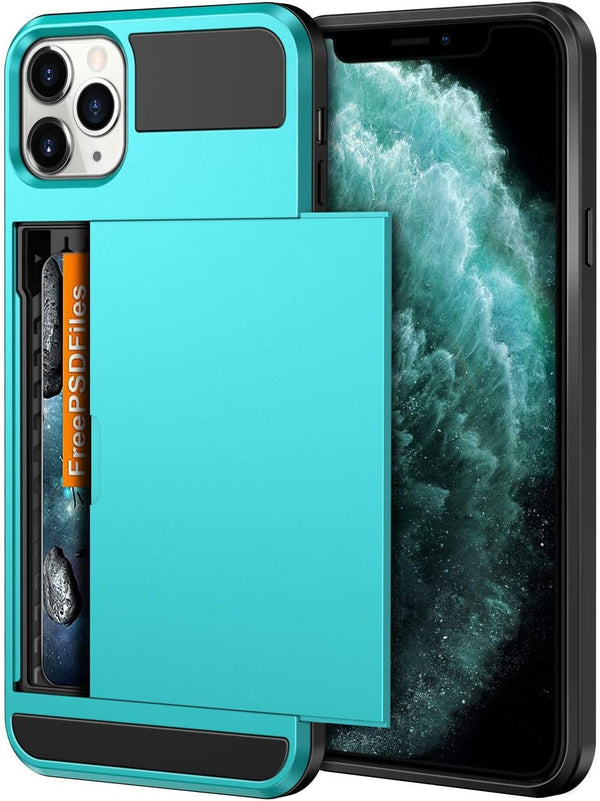 Vofolen Case for iPhone 11 Pro Max Wallet with Credit Card Holder Slot, Dual Layer Hybrid Armor Sky Blue