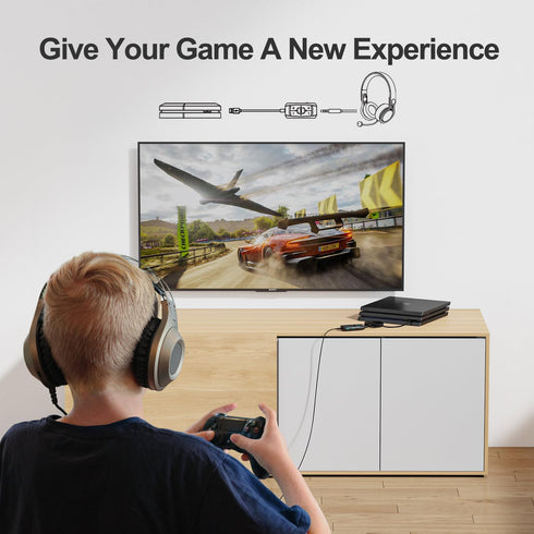 Inwa Aux to USB External Sound Card, USB to 3.5mm Jack Audio Adapter for PS5, PS4, PC, Switch, 7.1 Surround Sound