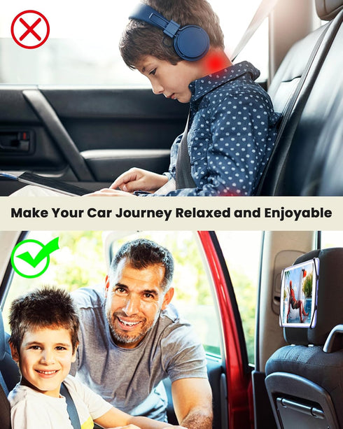 WONNIE Car Tablet Holder - Upgraded Back Seat Headrest Mount for Kids, Fits All 7-12.9'' Tablets, 2 Pack