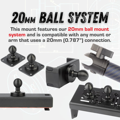 Bulletpoint Metal 4-Hole AMPS Base Mount with 20mm Mounting Ball, 0.787 inches