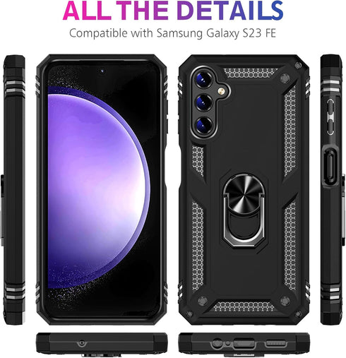 Shop Samsung Galaxy S23 FE Case: Military Grade Shockproof Cover with Screen Protector & Kickstand (Black) 5G.