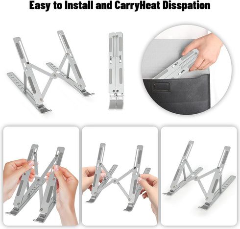 Laptop Stand, 7 Angles Adjustable Holder Riser for 10-18” Laptops, Aluminum Ergonomic Portable Desktop Holder