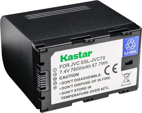 Kastar 1-Pack SSL-JVC70 Battery, 7.4V 7800mAh, Compatible with JVC GY-HMQ10, GY-HM200, GY-HM250 Cameras