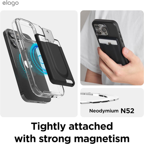 elago Key Magnetic Wallet Card Holder for iPhone 15/14/13/12 Series, 2-Cards Compatible with MagSafe, Scratch