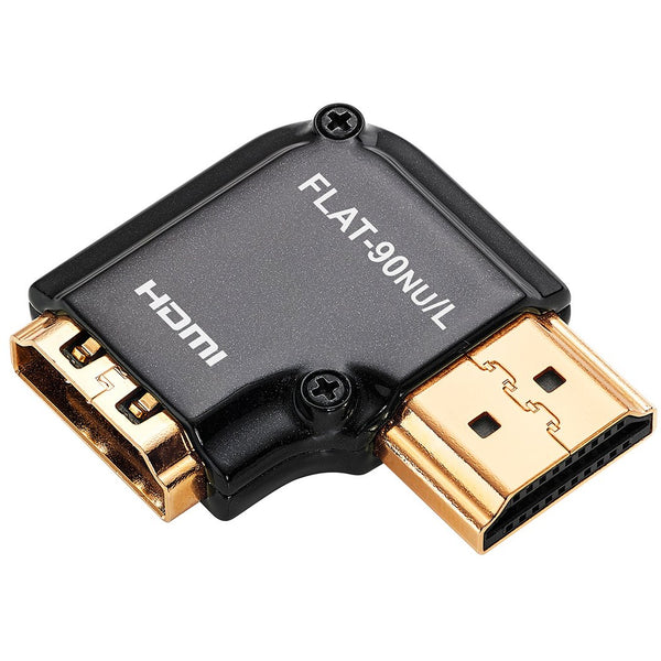 Zeskit HDMI Adapter Male to Female Right Angle, Zinc Alloy Full Shielding, 24K Gold Plated Connectors (FLAT-90NU/L)