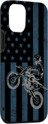 Vintage Motocross Racing iPhone 13 Case - US Flag Patriotic Dirt Bike Gift