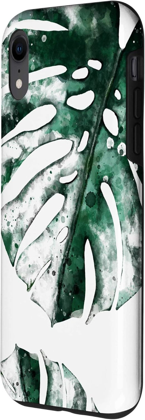 Monstera Deliciosa Swiss Cheese Plant iPhone XR Palm Leaf Monstera Variegata Swiss Cheese Plant Watercolor Case