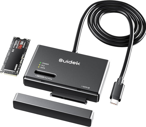 M.2 NVMe SSD Enclosure Adapter, Type-C 10Gbps to M.2 and SATA Hard Drive Reader, Compatible with M Key Sizes