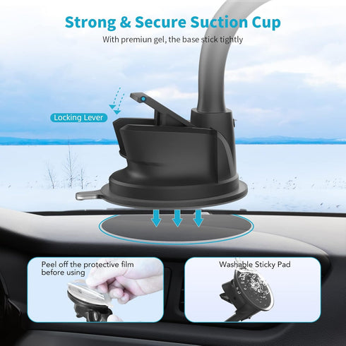APPS2Car Magnetic Phone Holder Mount with 13-inch Flexible Long Arm & 6 Strong Magnets, Suction Car Mount for All Phones