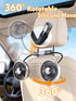5V/2A 360 3 3.54"-5.9" USB Powered Backseat Car Fans for Kids & Baby - Dual-Head Cooling Car Fan with Independent