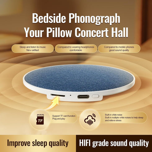 LIDEEYA Pillow Speaker, Bluetooth Pillow Speaker for Sleeping with White Noise, Under Pillow Speaker, Ultra-Thin