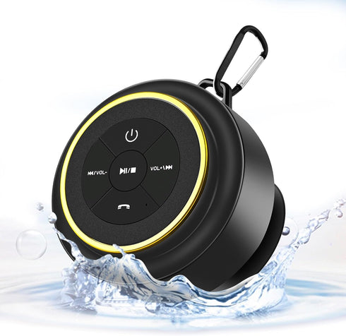 Kebrela Bluetooth Shower Speaker with Carabiner, Portable Bluetooth Speakers with Suction Cup, IP67