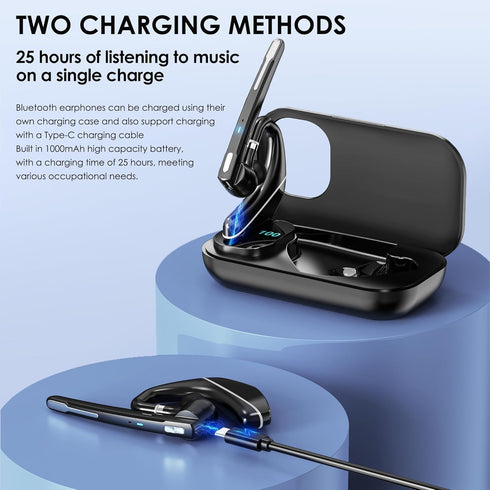 Bluetooth Headset V5.3, Wireless Earpiece with 1000mAh Charging Case, 96H Talktime, Hands Free Noise Canceling