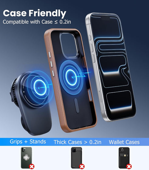 DICMKY 15W 17/16/15/14/13/12 S25 Long-arm Wireless Magnetic Car Phone Holder Mount with Cooling Fan & RGB Lights, Fast