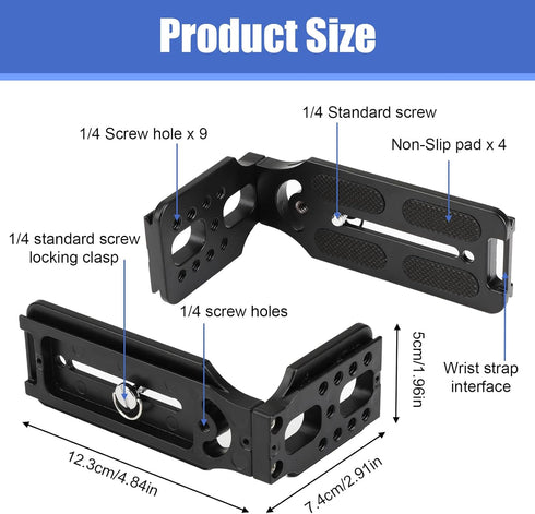 Uelkr 1/4" DSLR Camera L Bracket Quick Release Plate Vertical Horizontal Switching Tripod with Screw, Camera Mount