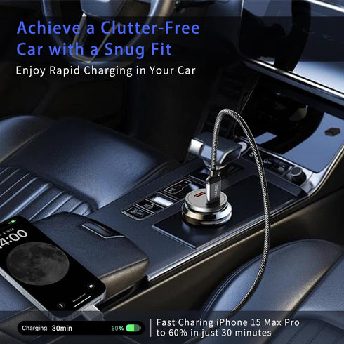 USB C Car Charger with 60W Braided USB C Cable 3ft, 2-pack, Mini 60W USB C Fast Charging Cigarette Lighter, Dual PD3.0