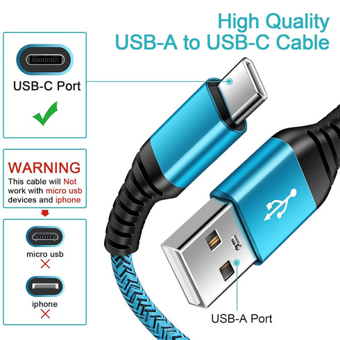 USB C Cable 3FT 2Pack for Google Pixel 8a, 8 Pro, iPhone 15 Pro Max, Samsung S24 Ultra, Fast Charger Cord.