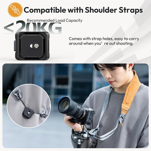 ULANZI UKA01 1/4''-3/8" 38mm 20kg Camera Quick Release Plate, Tripod Mount Adapter Camera Quick Release Kit w Screw