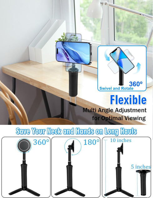 CLQ 360 16 15 14 13 4-7" Magnetic Phone Holder for Desk, for Magsafe Cell Phone Mount Clamp Clip, Rotating Adjustable