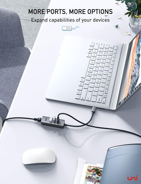 uni USB-C to Ethernet Adapter, USB C Hub with RJ45 1000 Gigabit Ethernet, Compatible with MacBook Pro/Air