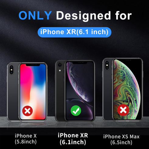 Strong Magnetic Heavy Duty Case for iPhone XR, Military Grade Drop Tested, 6.1 inch, Black