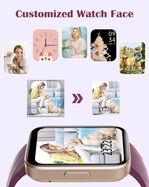 RUIMEN Smart Watches for Women Men - 1.85" HD Screen, Answer/Make Calls, Fitness Tracker, Heart Rate Monitor,