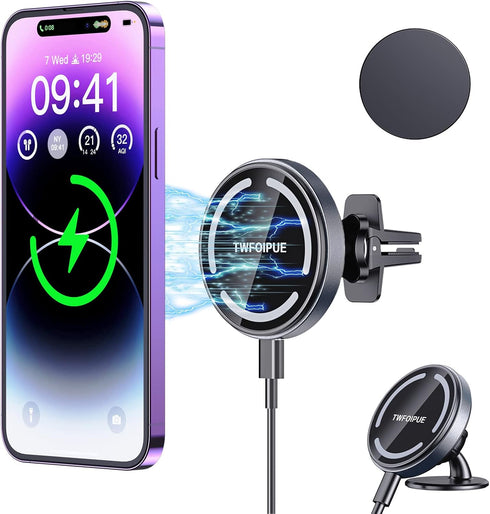 Magnetic Wireless Car Charger Mount, Compatible with Magsafe iPhone 14/13/12/12 Mini/12 Pro/12 Pro Max, 15W Fast