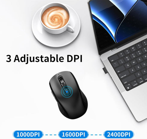 ACOZYKITTEN 2400 2.4Ghz 6 11/10/7 Wireless Mouse Ergonomic, Side Buttons Mouse, DPI, Silent and Anti Slip Roller