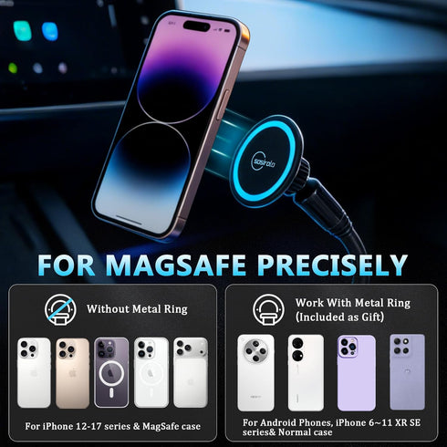 Sosirolo 360 N54 Magnetic Cup Holder Phone Holder for Magsafe, Adjustable Long Gooseneck & Powerful Magnet Cell Phone