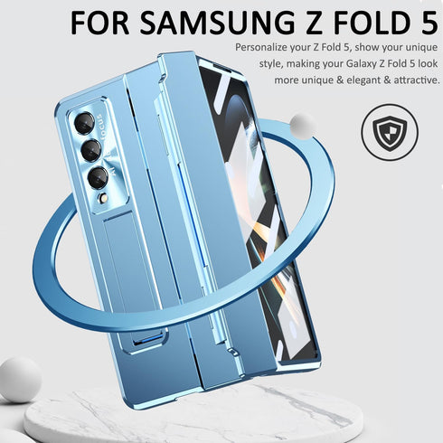 Miimall Compatible Samsung Galaxy Z Fold 5 Case, with Upgraded Hinge Protection + Camera Lens Film + Front Screen