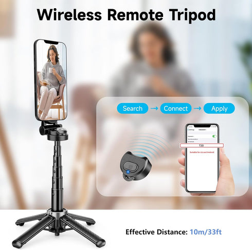 HealAge 4-in-1 360 4.33-16" Foldable Magnetic Tripod for Phone - Multifunctional Selfie Stick for iPhone & Android