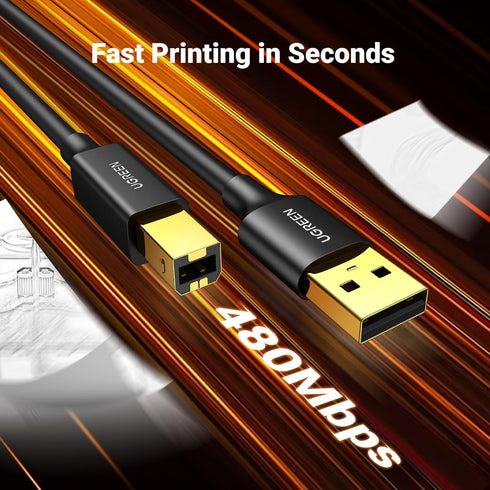 6.6 UGREEN USB Printer Cable - USB A to B Cable, High-Speed Printer Cord Compatible with Hp, Canon, Brother, Samsung