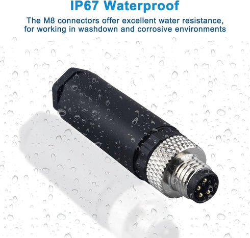 M8 4-Pin A Coding Female Circular Aviation Connector Plug, 8mm Waterproof Adapter, 4 Pack
