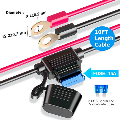 12V Car Cigarette Lighter Socket, 200W 3 Socket Plug Splitter, USB Charger Adapter, 12 Volt Power Outlet with Eyelet