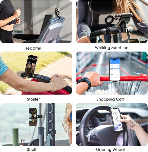 Vugosson 180 Magnetic Phone Holder for Stroller Bar, Compatible with MagSafe (Strong Magnet) - Adjustable for Gym, Home