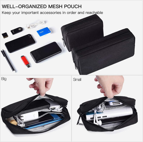 imComor Universal Electronics Accessories Case - 2-Pack Portable Soft Carrying Case Bag Wire Cable Organizer for Hard