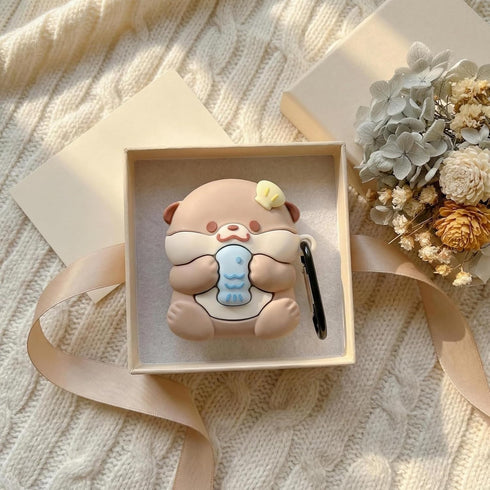 Xinbalove 4, 4th 2024, 4 Cute Kawaii Case for AirPods Case Cover Compatible with AirPod Generation Funny Otter
