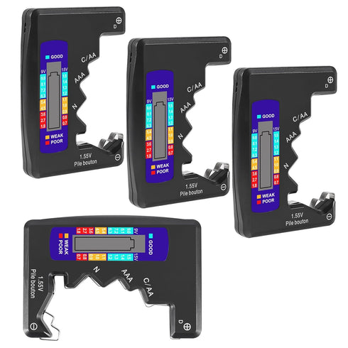 4PACK BT-886 Battery Tester Checker for Battery C D 9V AA AAA 1.5V - Black