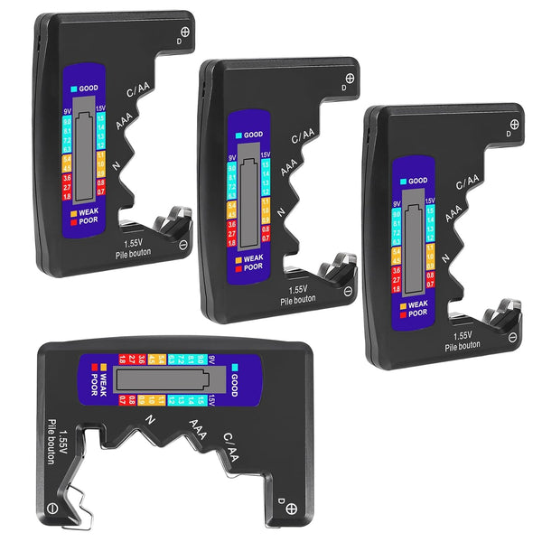 4PACK BT-886 Battery Tester Checker for Battery C D 9V AA AAA 1.5V - Black
