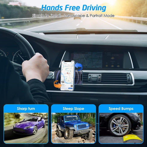 WixGear 1 Pack Universal Air Vent Magnetic Phone Car Mount Holder with Fast Swift-Snap Technology for Smartphones