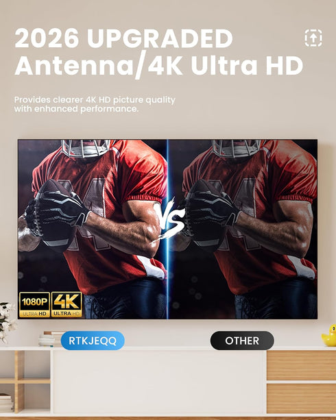 RTKJEQQ 360 4K 16.8ft TV Antenna for Smart TV Indoor, Digital Antenna with Signal Reception for Local Channels HD