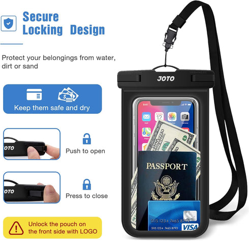JOTO 6 Pack Universal Waterproof Phone Holder Pouch, IPX8 Underwater Case Cell Phone Dry Bag for iPhone 14 13 12 11 Pro