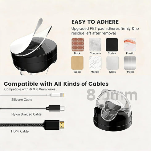 IFNOW 6PCS) Magnetic Cable Clips for Nightstand Self Adhesive Cord Holder Adjustable Clip for Desk, Nightstand, Phone