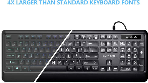 Large Letter Print Keyboard, 104 Keys USB Wired Full Size Computer Keyboard (KB612)