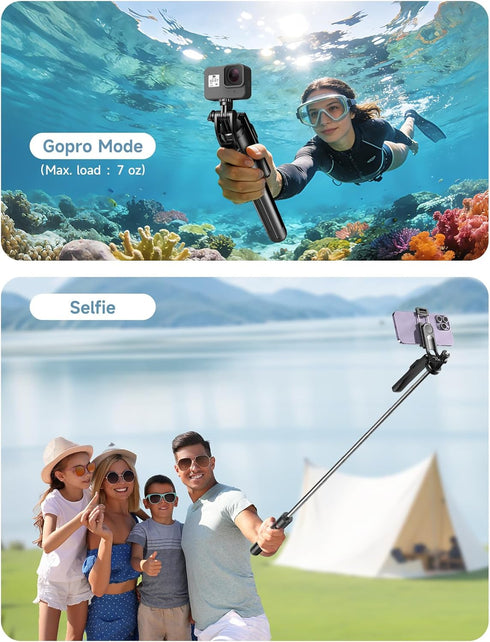 kzomKzoo 67 360 Selfie Stick Tripod with Light, Basic Phone Stand for iPhone & Samsung, All-in-One Extendable Tripod
