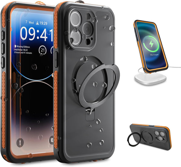 Waterproof Case for iPhone 15 Pro Max, IP68 Built-in Lens Screen Protector, Full Body Magnetic Protective Cover