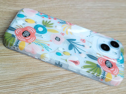 J.west Frosted Clear Case for iPhone 13 Pro Max 6.7", Cute Soft Slim Silicone Cover with Flower Design